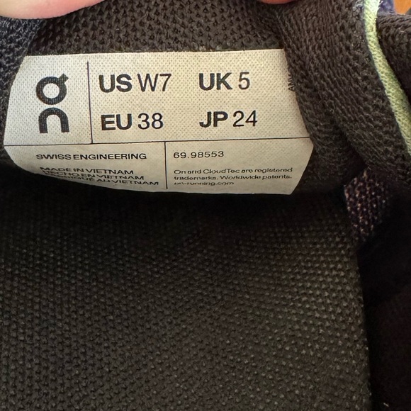 Women’s On Cloud blue, lime and lilac color block sneakers Size 7 - Picture 5 of 5